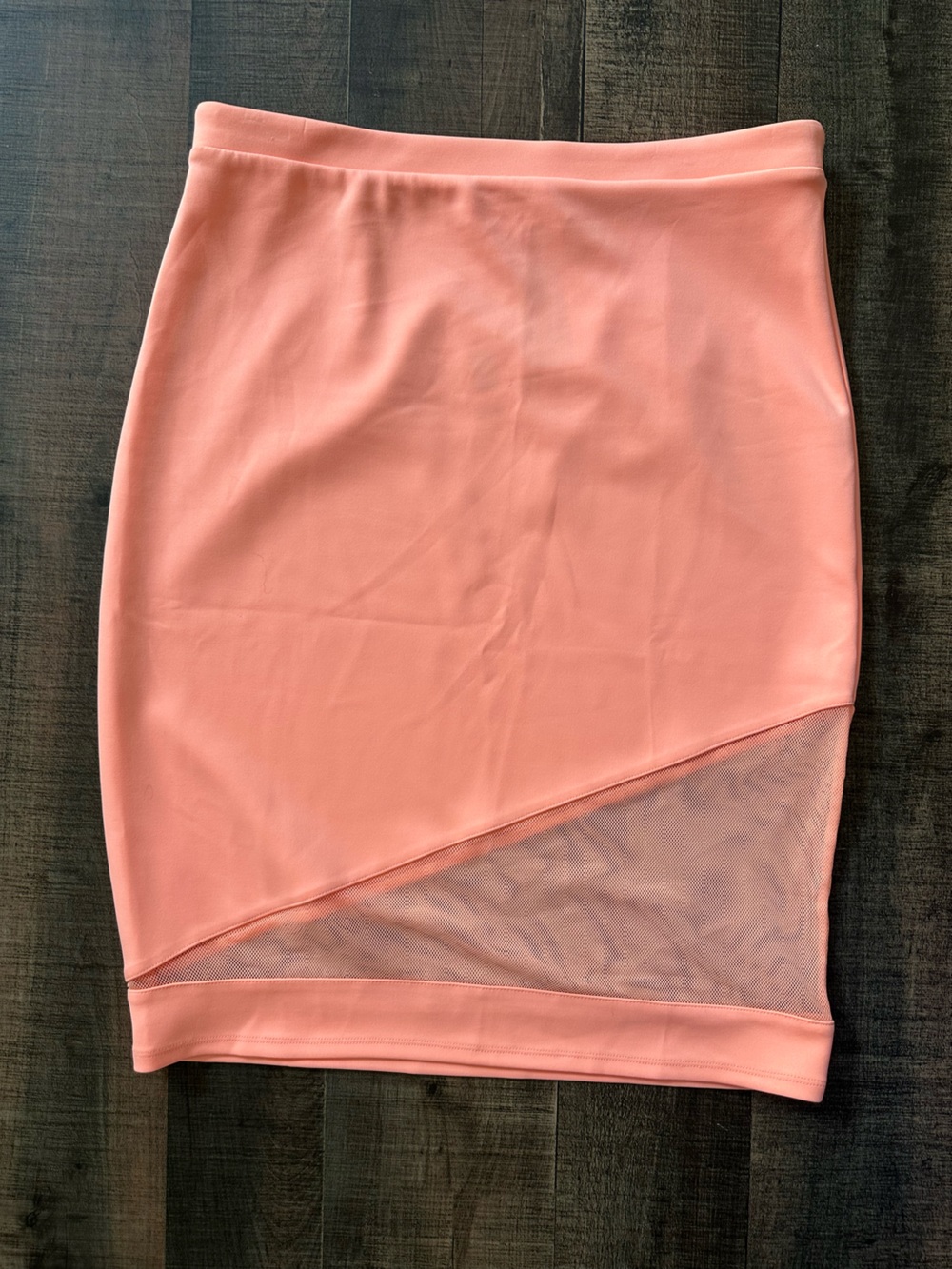 Guess Peach Pink Mesh Accent Pencil Skirt